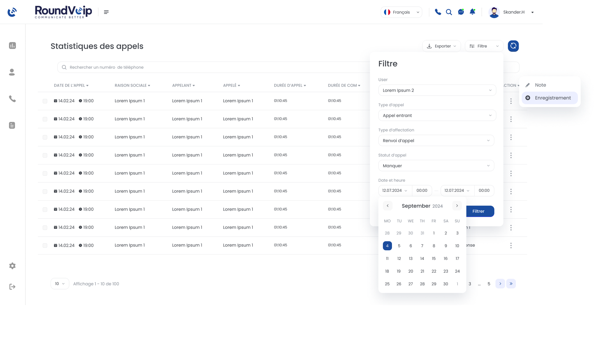 Statistiques avancées sur les appels Statistiques avancées sur les appels