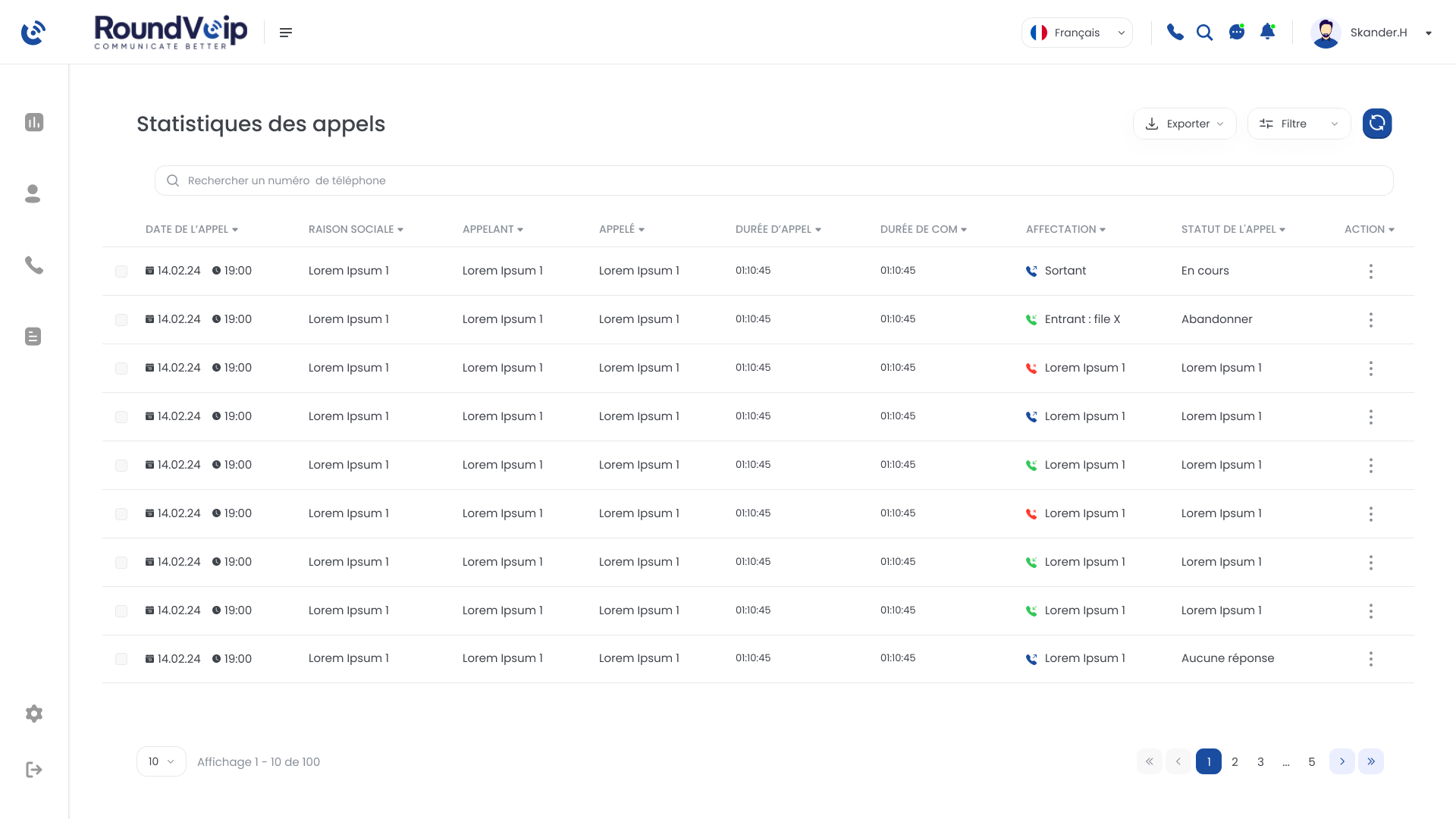 Archive des appels Archive des appels