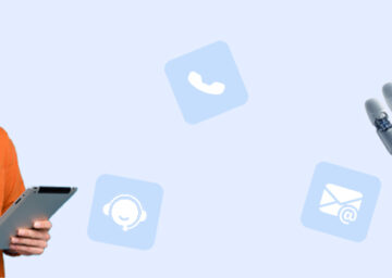 Illustration montrant l’intégration d’un logiciel de support client avec une solution VoIP et IA pour améliorer les interactions clients